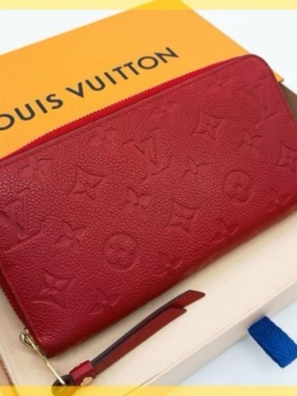 Louis Vuitton Red Embossed Monogram Zip Wallet